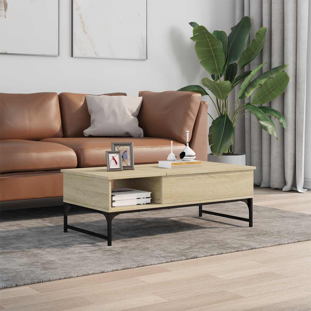 Coffee Table Sonoma Oak 100x50x35 cm Engineered Wood and Metal - Bargainia.com - 