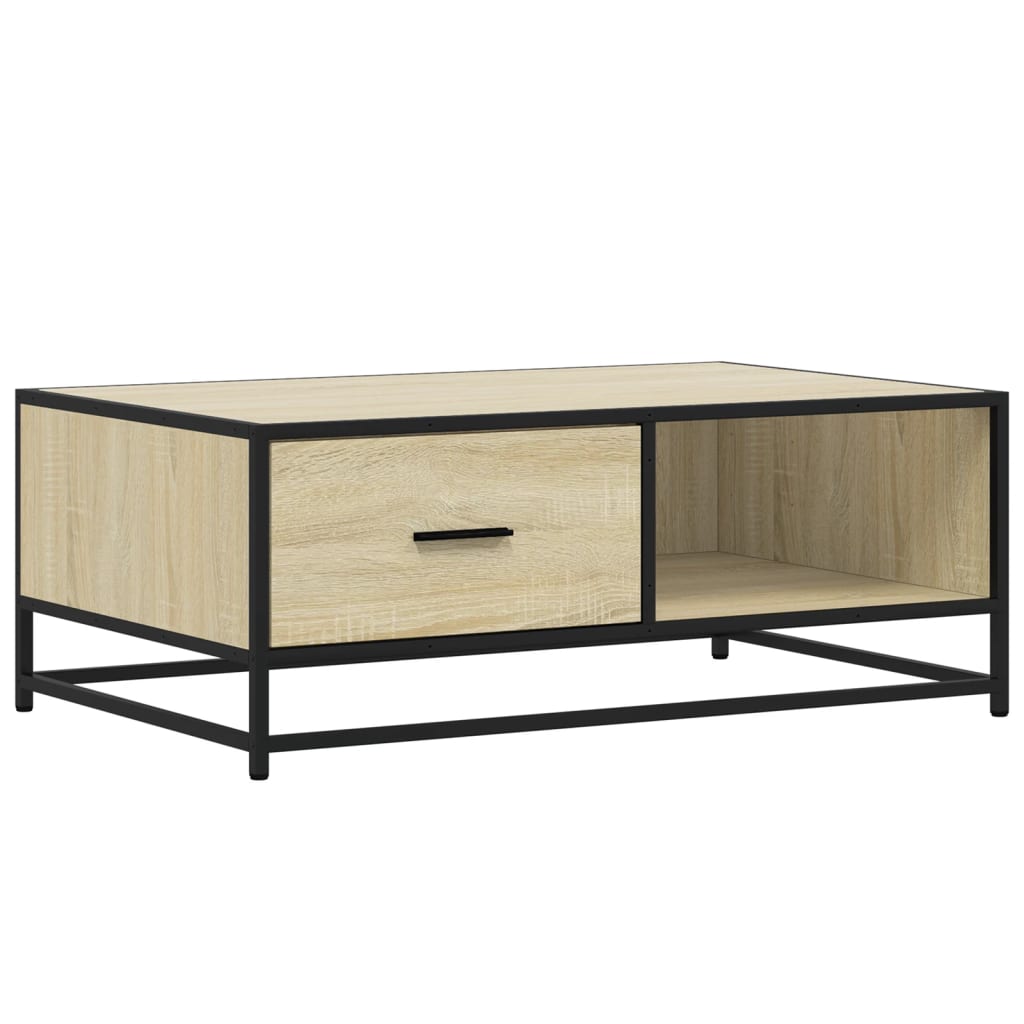 Coffee Table Sonoma Oak 90x57x35 cm Engineered Wood and Metal - Bargainia.com - 