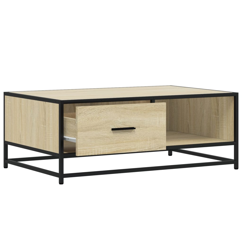 Coffee Table Sonoma Oak 90x57x35 cm Engineered Wood and Metal - Bargainia.com - 