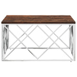 Coffee Table Stainless Steel and Solid Wood Reclaimed - Bargainia.com - 