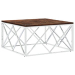 Coffee Table Stainless Steel and Solid Wood Reclaimed - Bargainia.com - 