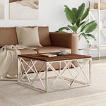 Coffee Table Stainless Steel and Solid Wood Reclaimed - Bargainia.com - 
