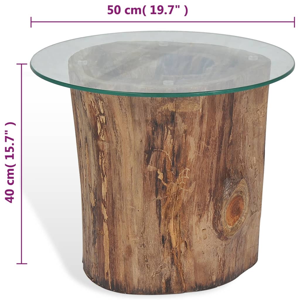 Coffee Table Teak Glass 50x40 cm - Bargainia.com - 8718475568322 - 245069