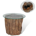 Coffee Table Teak Glass 50x40 cm - Bargainia.com - 