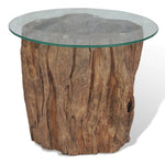 Coffee Table Teak Glass 50x40 cm - Bargainia.com - 
