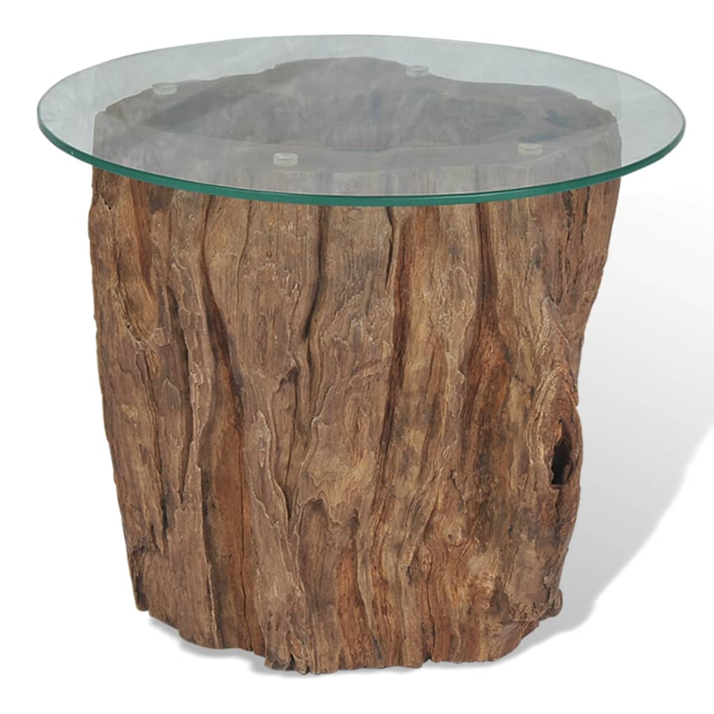 Coffee Table Teak Glass 50x40 cm - Bargainia.com - 