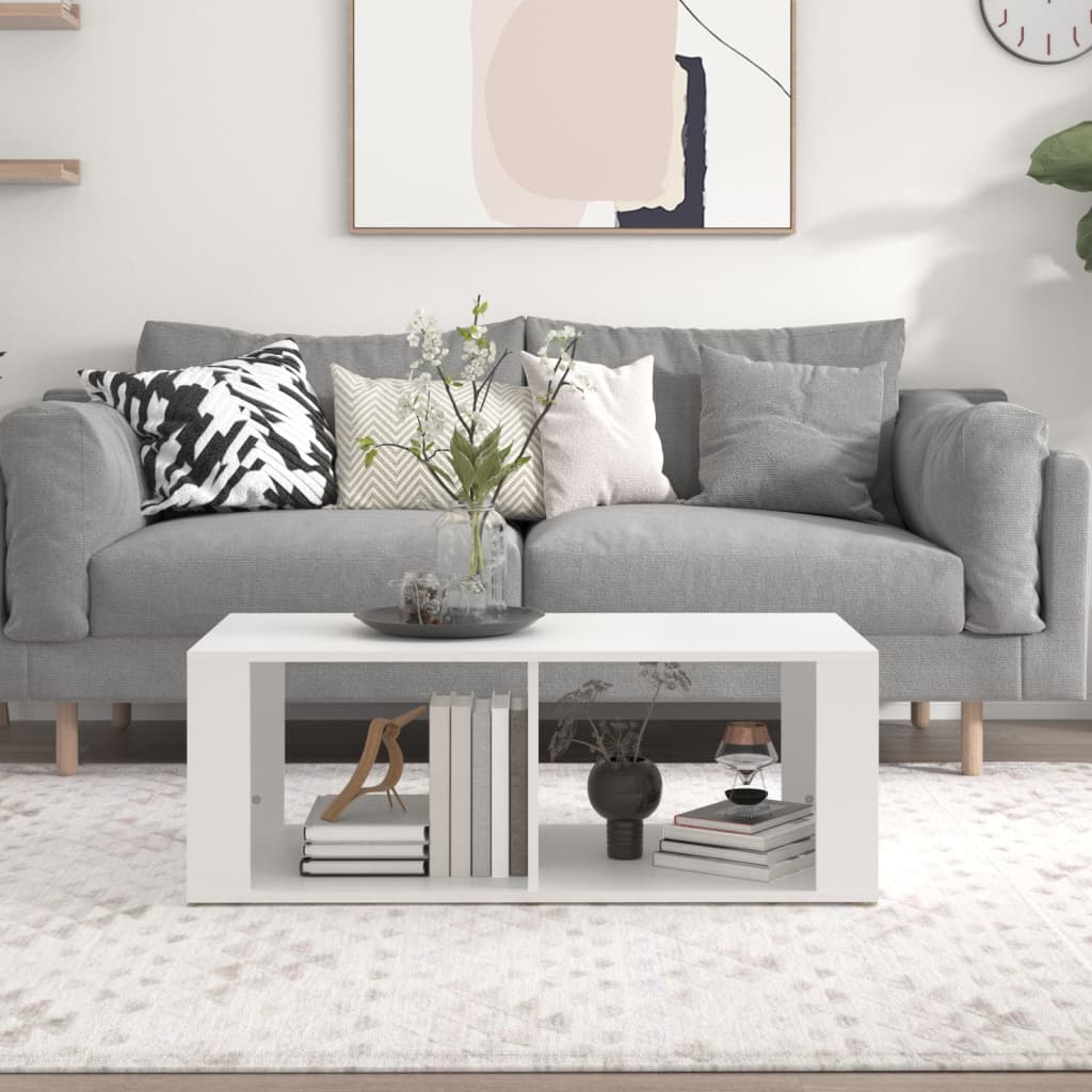 Coffee Table White 100x50x36 cm Engineered Wood - Bargainia.com - 