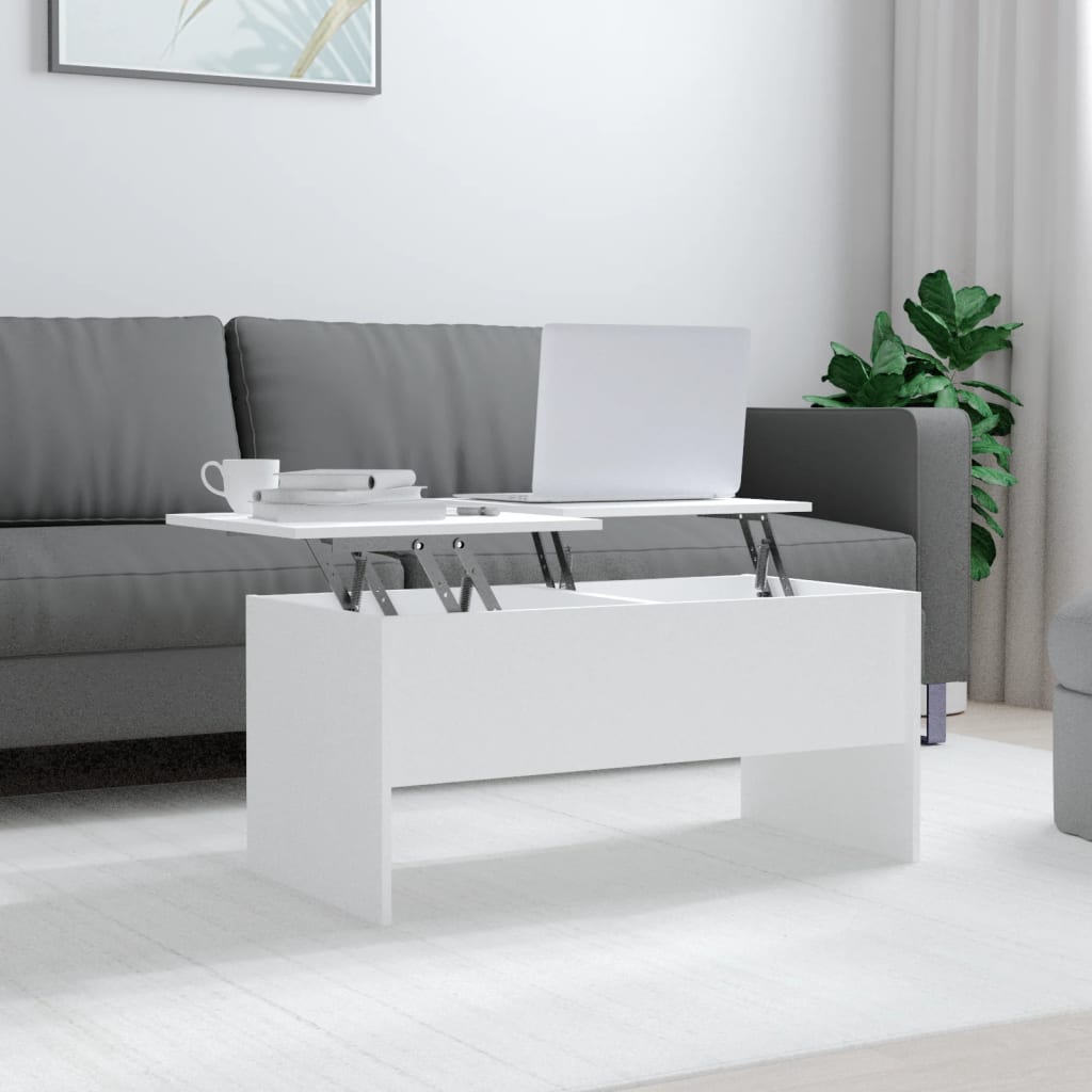 Coffee Table White 102x50.5x46.5 cm Engineered Wood - Bargainia.com - 