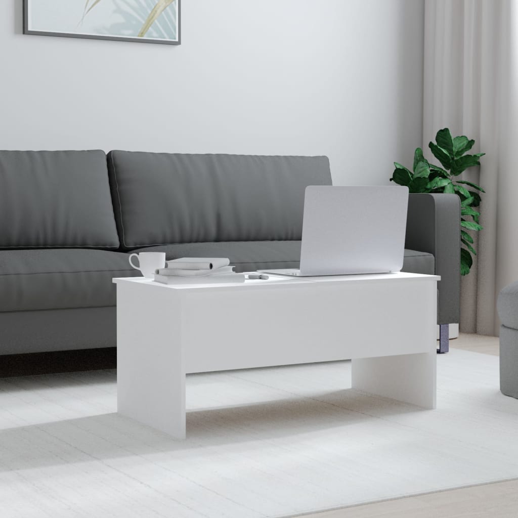 Coffee Table White 102x50.5x46.5 cm Engineered Wood - Bargainia.com - 
