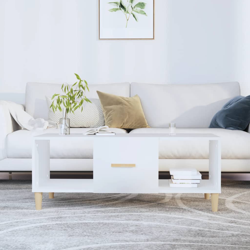 Coffee Table White 102x50x40 cm Engineered Wood - Bargainia.com - 