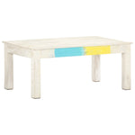 Coffee Table White 110x60x45 cm Solid Mango Wood - Bargainia.com - 