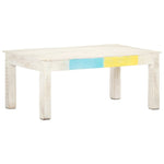 Coffee Table White 110x60x45 cm Solid Mango Wood - Bargainia.com - 