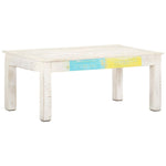 Coffee Table White 110x60x45 cm Solid Mango Wood - Bargainia.com - 
