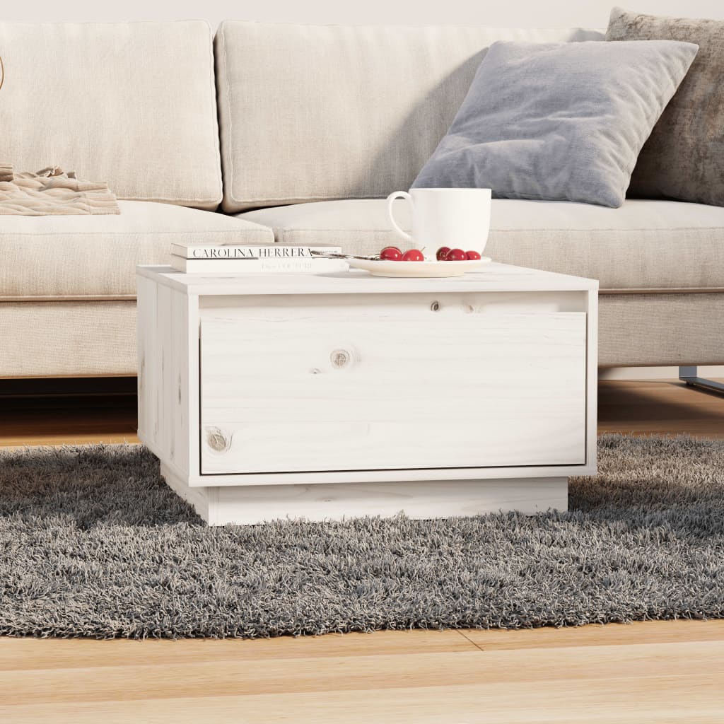 Coffee Table White 55x56x32 cm Solid Wood Pine - Bargainia.com - 