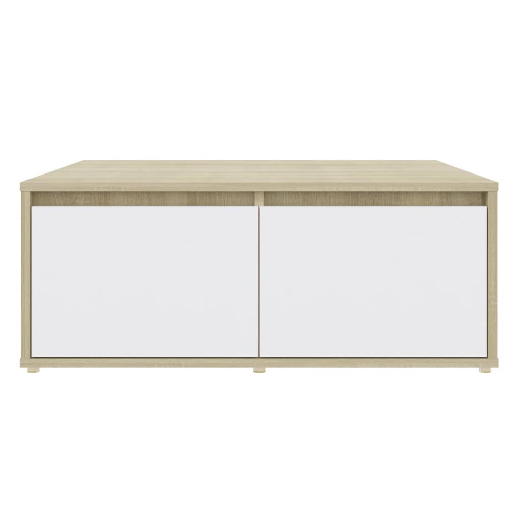Coffee Table White and Sonoma Oak 80x80x31 cm Engineered Wood - Bargainia.com - 8720286560822 - 806881