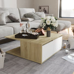 Coffee Table White and Sonoma Oak 80x80x31 cm Engineered Wood - Bargainia.com - 