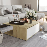 Coffee Table White and Sonoma Oak 80x80x31 cm Engineered Wood - Bargainia.com - 8720286560822 - 806881
