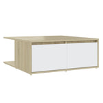 Coffee Table White and Sonoma Oak 80x80x31 cm Engineered Wood - Bargainia.com - 