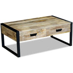 Coffee Table with 2 Drawers Solid Mango Wood 100x60x40 cm - Bargainia.com - 