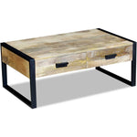 Coffee Table with 2 Drawers Solid Mango Wood 100x60x40 cm - Bargainia.com - 