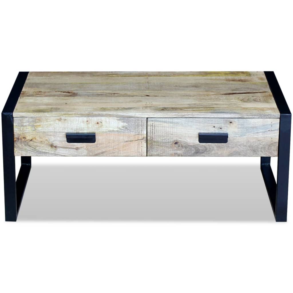 Coffee Table with 2 Drawers Solid Mango Wood 100x60x40 cm - Bargainia.com - 
