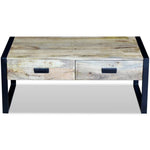 Coffee Table with 2 Drawers Solid Mango Wood 100x60x40 cm - Bargainia.com - 