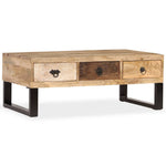 Coffee Table with 3 Drawers Solid Mango Wood 90x50x35 cm - Bargainia.com - 