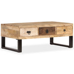 Coffee Table with 3 Drawers Solid Mango Wood 90x50x35 cm - Bargainia.com - 