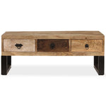 Coffee Table with 3 Drawers Solid Mango Wood 90x50x35 cm - Bargainia.com - 