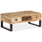 Coffee Table with 3 Drawers Solid Mango Wood 90x50x35 cm - Bargainia.com - 