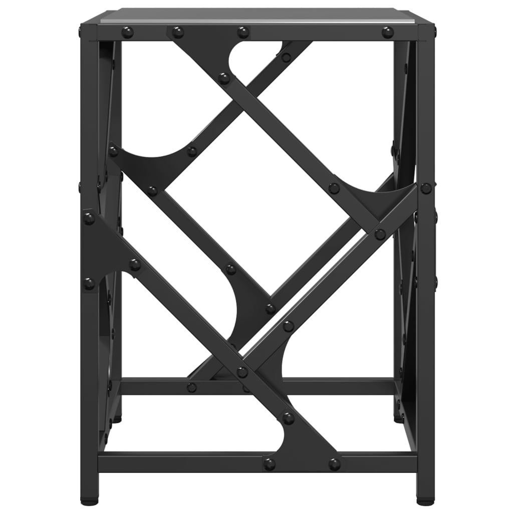 Coffee Table with Black Glass Top 30x30x41 cm Steel - Bargainia.com - 