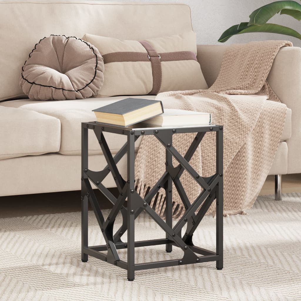 Coffee Table with Black Glass Top 30x30x41 cm Steel - Bargainia.com - 