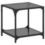 Coffee Table with Black Glass Top 40x40x40 cm Steel - Bargainia.com - 