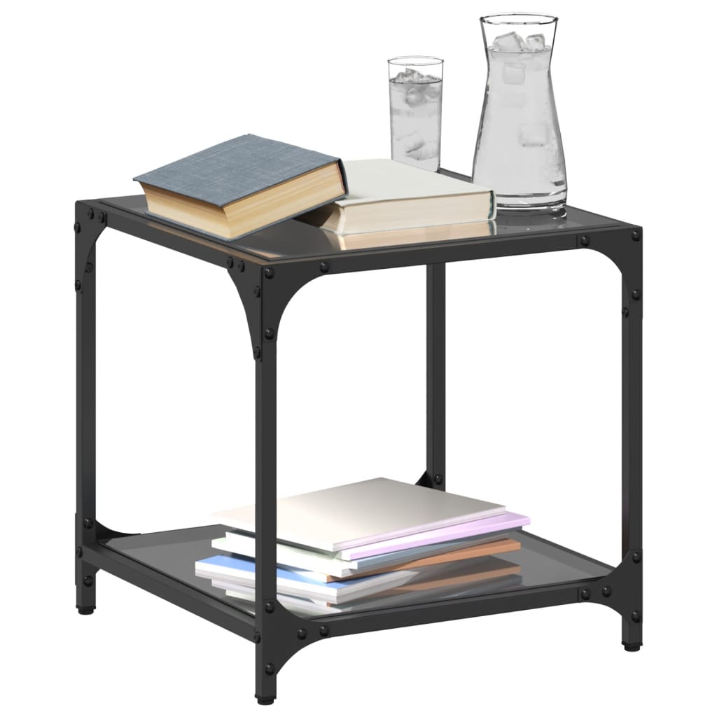 Coffee Table with Black Glass Top 40x40x40 cm Steel - Bargainia.com - 
