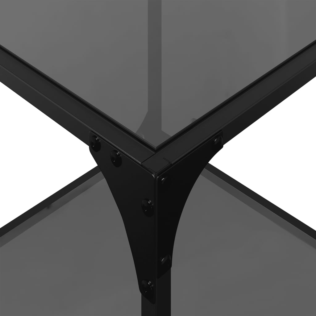 Coffee Table with Black Glass Top 40x40x40 cm Steel - Bargainia.com - 