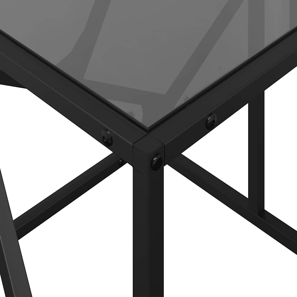 Coffee Table with Black Glass Top 78.5x40x41 cm Steel - Bargainia.com - 