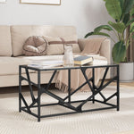 Coffee Table with Black Glass Top 78.5x40x41 cm Steel - Bargainia.com - 