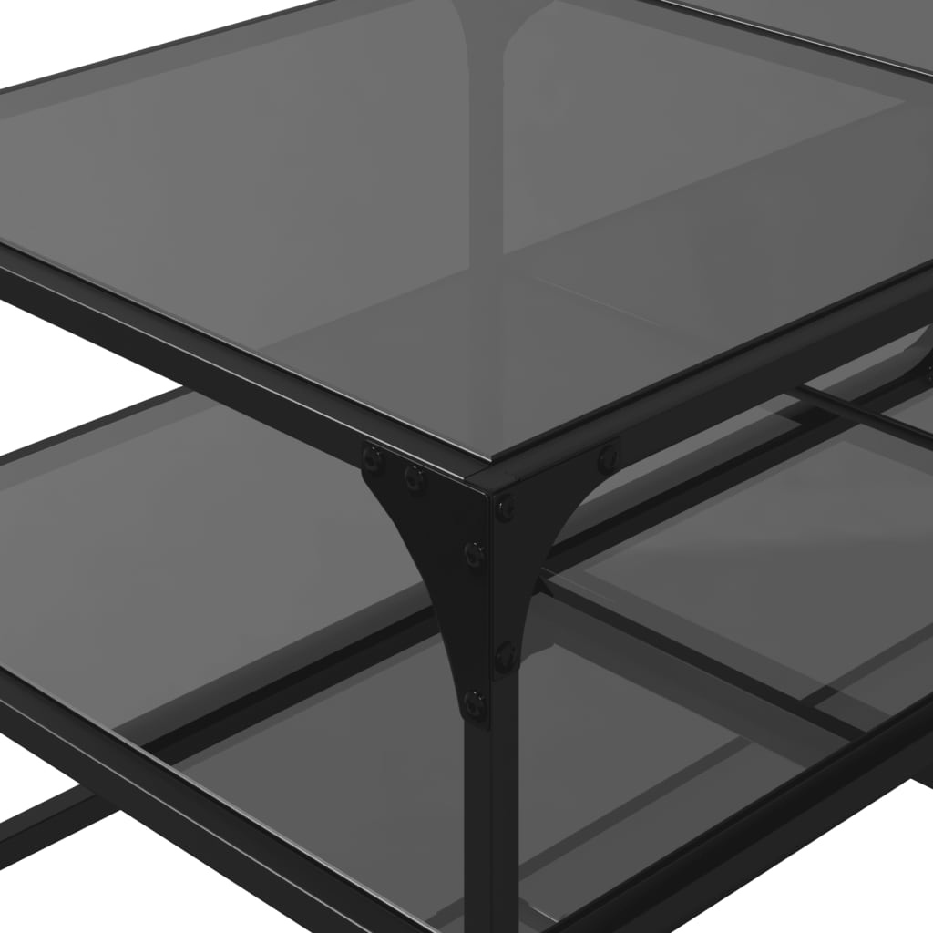 Coffee Table with Black Glass Top 98.5x50x45 cm Steel - Bargainia.com - 