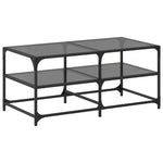 Coffee Table with Black Glass Top 98.5x50x45 cm Steel - Bargainia.com - 