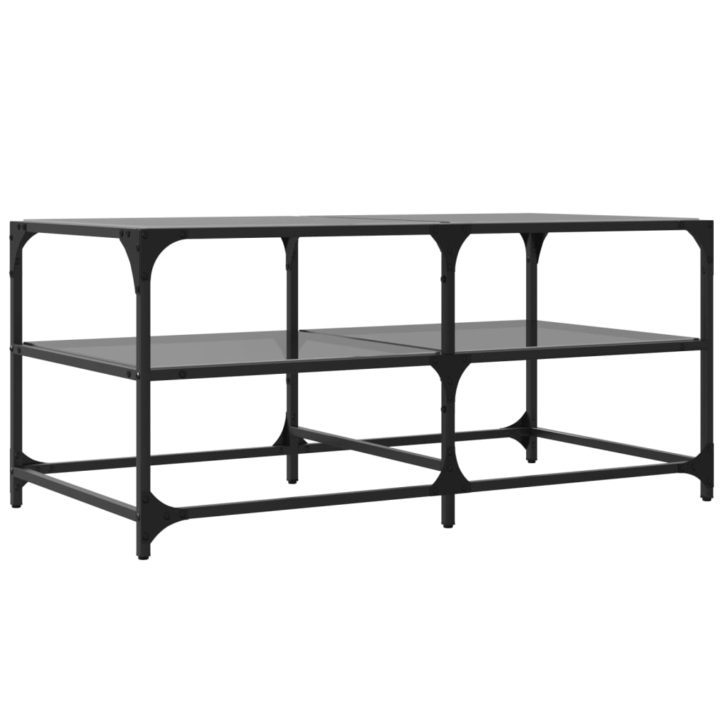 Coffee Table with Black Glass Top 98.5x50x45 cm Steel - Bargainia.com - 
