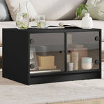 Coffee Table with Glass Doors Black 68x50x42 cm - Bargainia.com - 