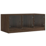 Coffee Table with Glass Doors Brown Oak 102x50x42 cm - Bargainia.com - 