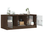 Coffee Table with Glass Doors Brown Oak 102x50x42 cm - Bargainia.com - 