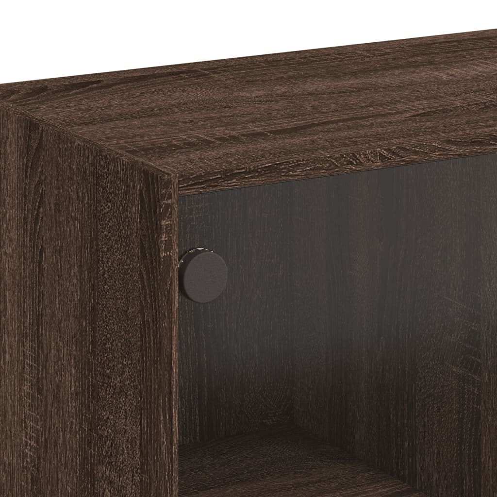 Coffee Table with Glass Doors Brown Oak 102x50x42 cm - Bargainia.com - 