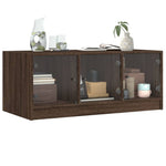 Coffee Table with Glass Doors Brown Oak 102x50x42 cm - Bargainia.com - 