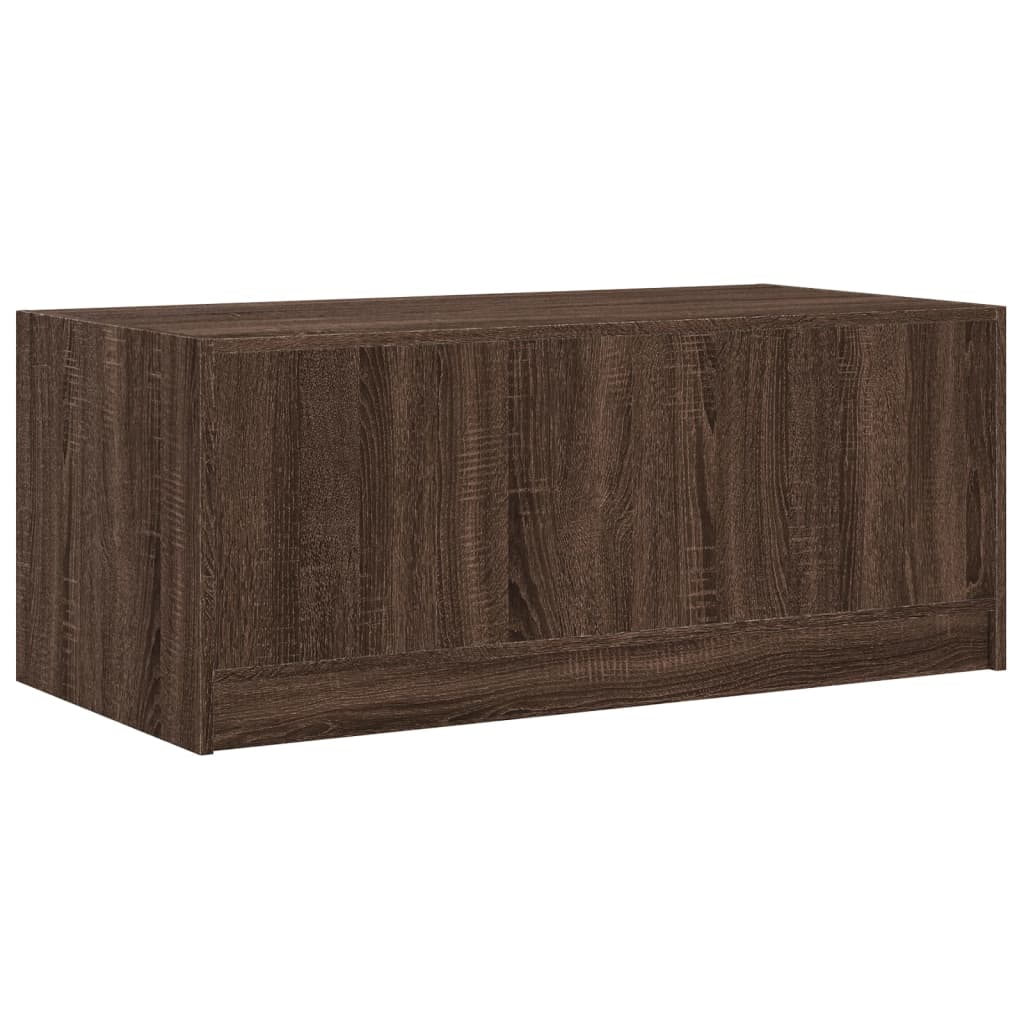 Coffee Table with Glass Doors Brown Oak 102x50x42 cm - Bargainia.com - 