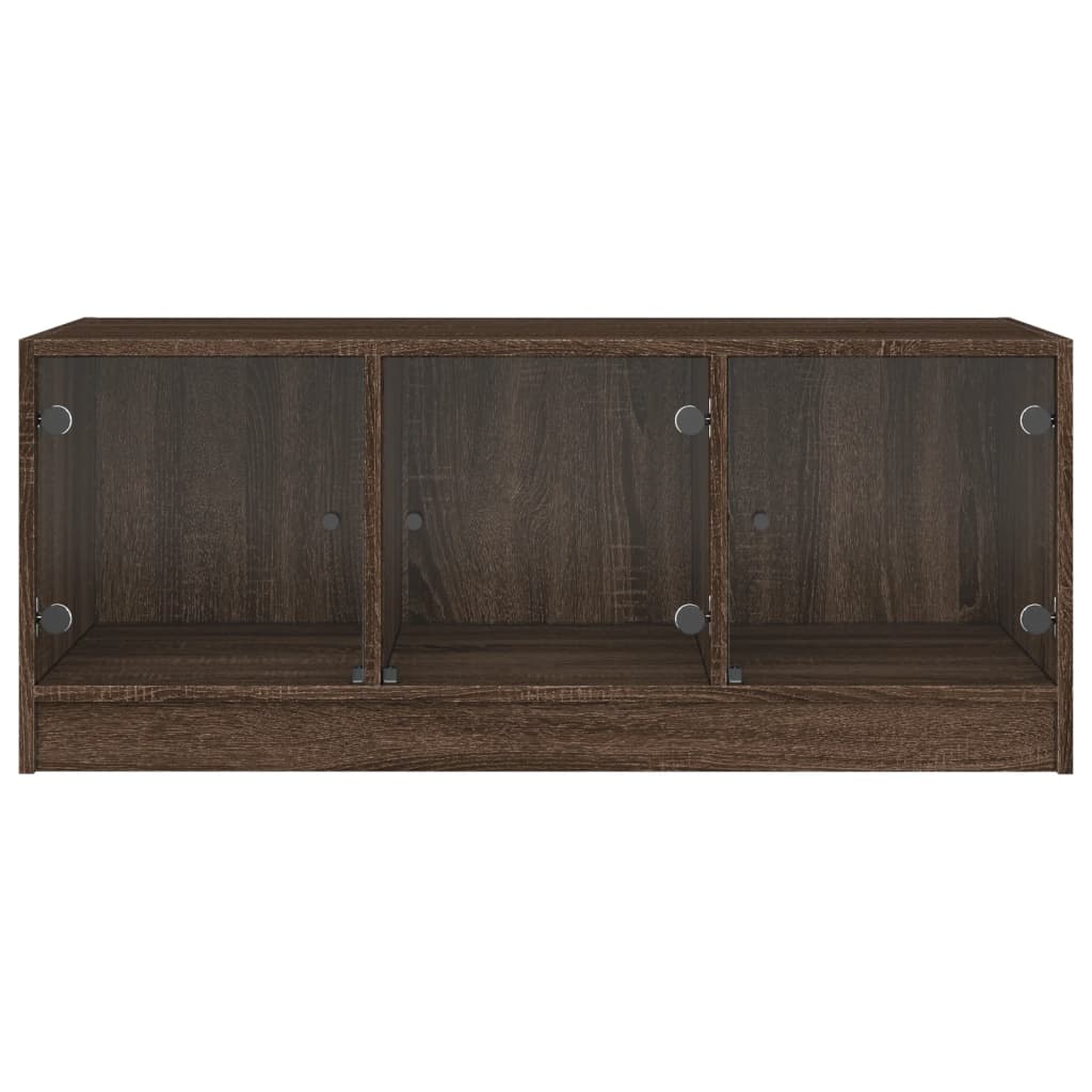 Coffee Table with Glass Doors Brown Oak 102x50x42 cm - Bargainia.com - 