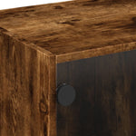 Coffee Table with Glass Doors Smoked Oak 68x50x42 cm - Bargainia.com - 