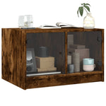 Coffee Table with Glass Doors Smoked Oak 68x50x42 cm - Bargainia.com - 