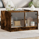Coffee Table with Glass Doors Smoked Oak 68x50x42 cm - Bargainia.com - 